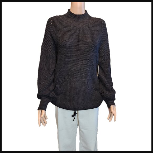 RDI Tunic Sweater with Kangaroo Pocket NWT Black Med- Pocket needs repaired - Picture 1 of 11
